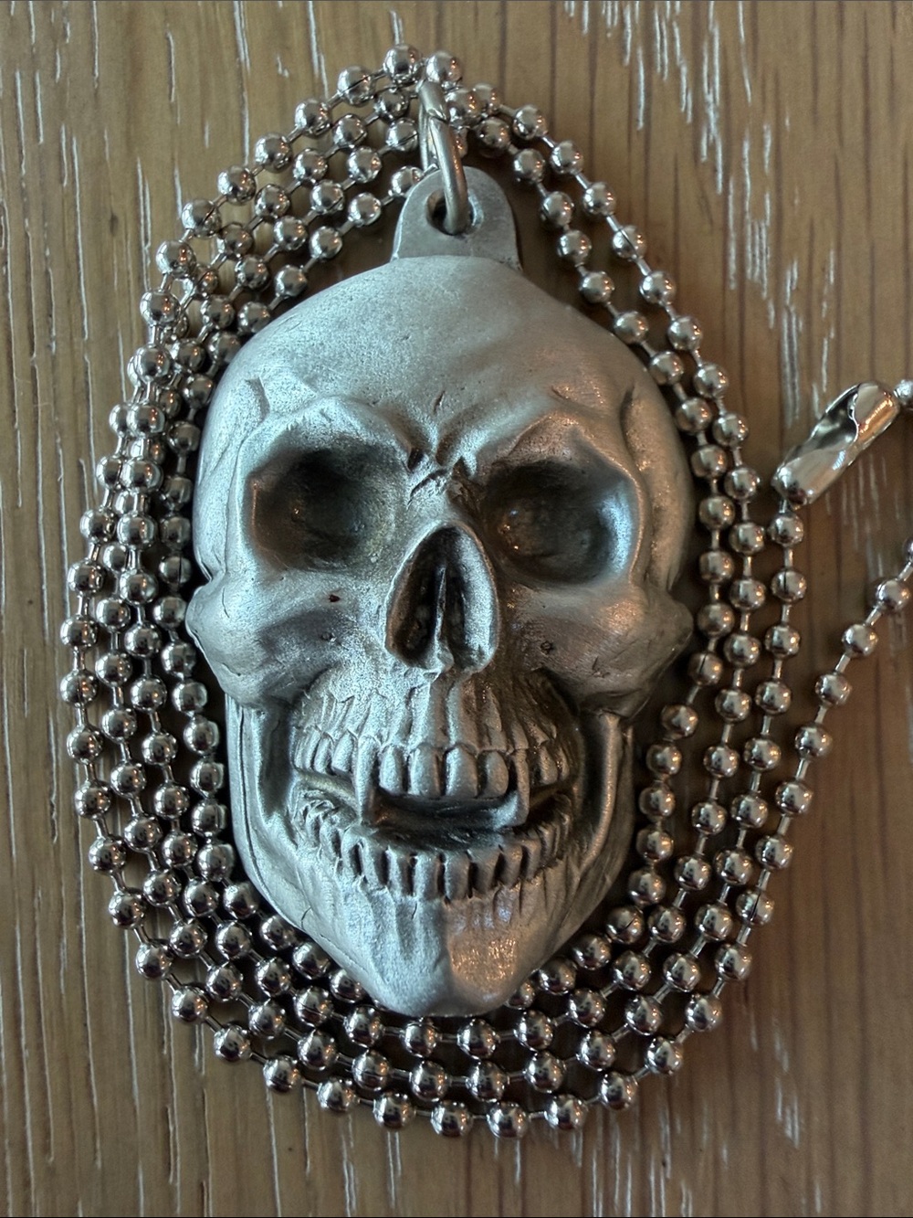 Fine Pewter Edgy Skull Pendant with Fangs Vampire from 2000 NWOT Necklace Gothic
